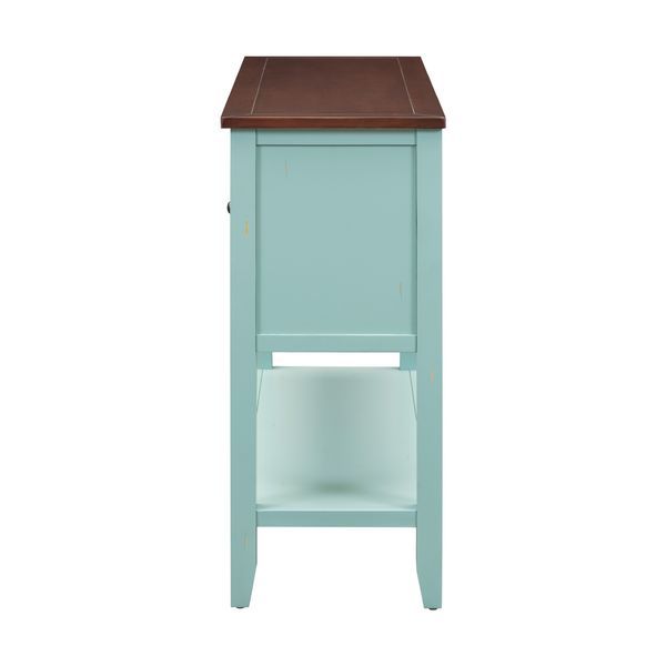 TREXM Cambridge Series Ample Storage Vintage Console Table With Four Small Drawers And Bottom Shelf For Living Rooms, Entrances And Kitchens (Retro_voghion.com