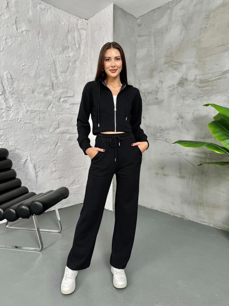 Women's Hooded Zip-Up Tracksuit Set – Casual Sporty Outfit For Spring & Fall With Adjustable Hood & Zipper_voghion.com