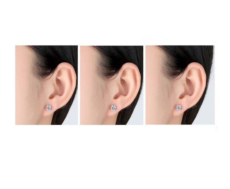 Orecchini a bottone in acciaio inossidabile di alta qualità all'ingrosso con zirconi, orecchini piccoli a 6 punte, orecchini per cartilagine in acciaio al titanio (3 mm/4 mm/5 mm/6 mm/7 mm/8 mm)_voghion.com