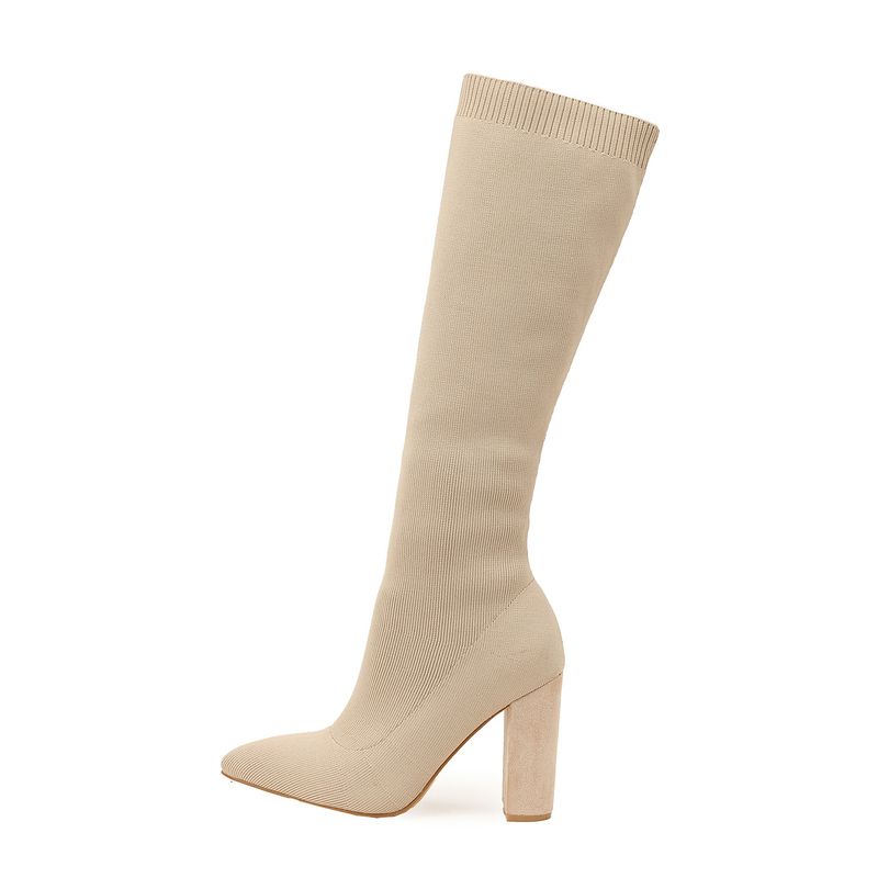 Boots 2023 Explosions Autumn and Winter Large Size High Boots Pointed Thick Heel Elastic but Knee Women's Boots Thin Long Boots_voghion.com