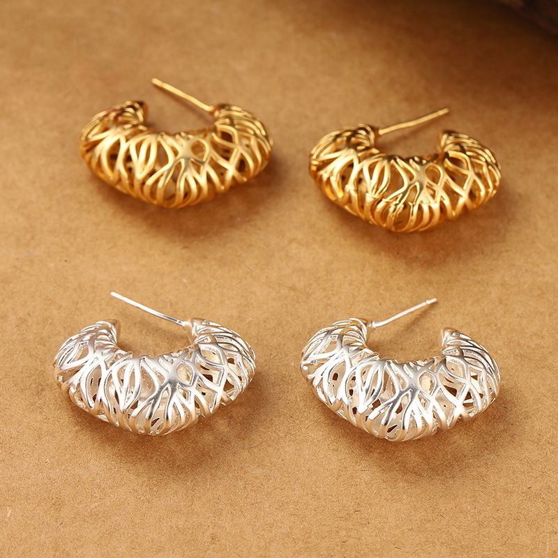 Orecchini a vento in metallo con cavi intrecciati da donna, orecchini irregolari con personalità di nicchia, orecchini estivi coordinati_voghion.com