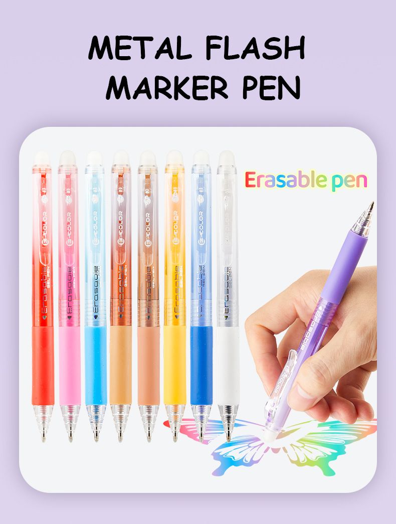Canetas de gel apagáveis S902 Click, ponta fina de 0,7 mm, 24 cores vibrantes para escrita e desenho suaves, tinta de secagem rápida e antiborrões, ideal para estudantes_voghion.com