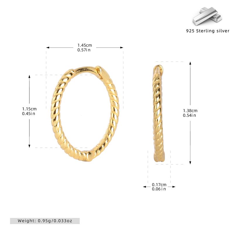 Hot Selling S Pure Silver Braided Circle Wind Electroplating Simple Personality Clips Ear Jewelry Small Hoop Earrings_voghion.com