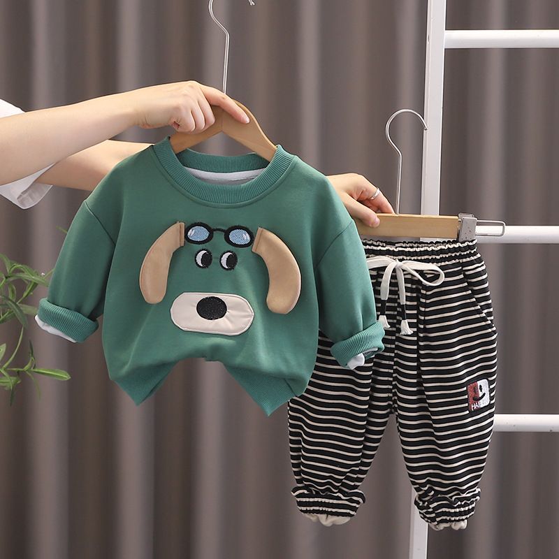 Completo con cappuccio e pantaloni a righe per cuccioli da bambino, elegante nuovo completo primaverile-autunnale in due pezzi per neonati e bambini piccoli_voghion.com