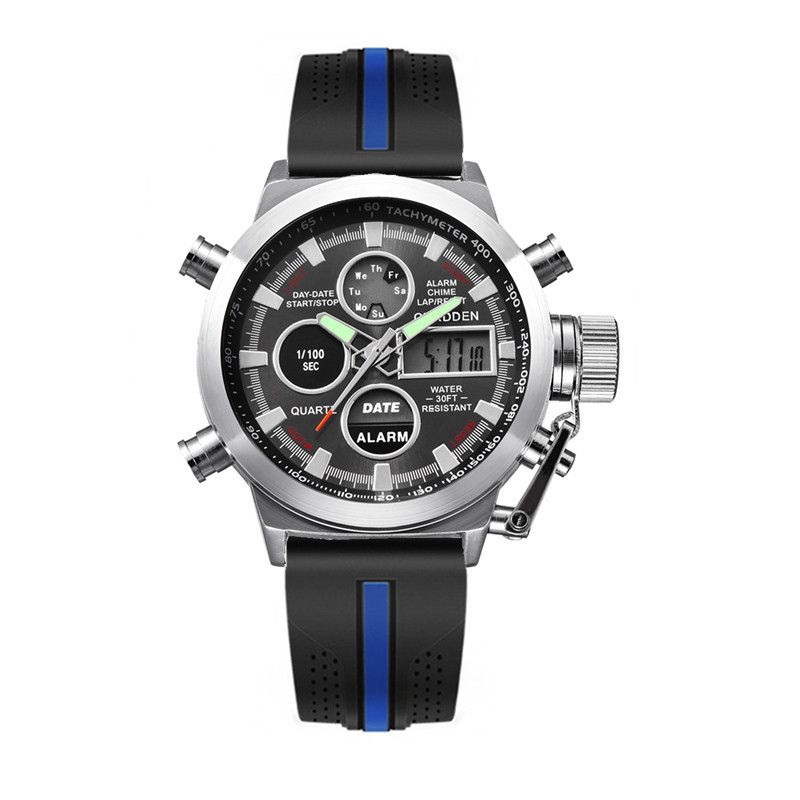 Men's Sport Watch With Analog-Digital Display, GMT Function, Date & Week Indicator, Luminous Hands, PU Leather Strap, Alloy Case_voghion.com