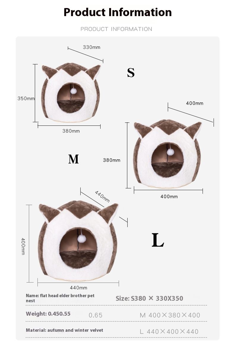 Pet Four Seasons Universal Cartoon House Removable and Washable Dog Winter Warm Cat Nest_voghion.com