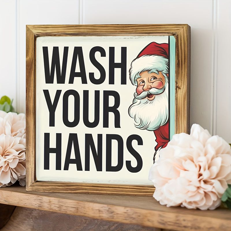 "8x8" Vintage Holzschëld mat dem Numm "Wash Your Hands" - Rustikal Wandkonscht fir Kichen, Buedzëmmer & Büro | Eenzegaartegt Kaddo fir d'Feierdeeg_voghion.com