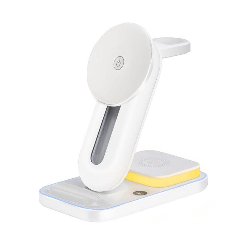 Bureaublad snel opladen 4-in-1 multifunctionele draadloze oplader Sfeervolle nachtlamp Compatibel met telefoons, horloges,_voghion.com