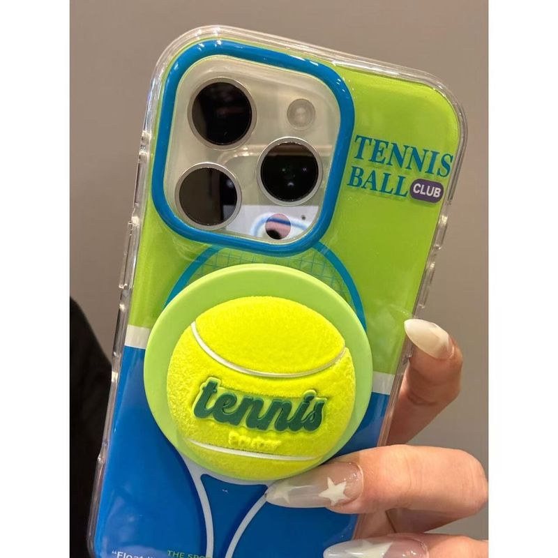 TechGlobe Fun Summer Green And Blue Patchwork Tennis Magnetic Stand compatibile con la custodia per iPhone 16 Max 15 Pro_voghion.com