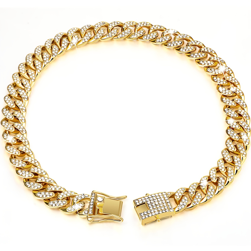 Funkelndes Hundehalsband in Diamantform: Sichere Metallkette und Schnalle für stilvolle Spaziergänge!_voghion.com