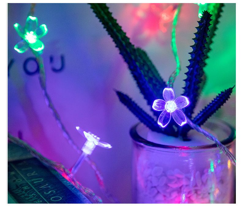 Guirnalda de luces LED con forma de flor de cerezo, a pilas, disponible en longitudes de 1,5 m, 3 m, 6 m, 7 m y 12 m, luz blanca cálida y multicolor, para decoración de interiores y exteriores._voghion.com