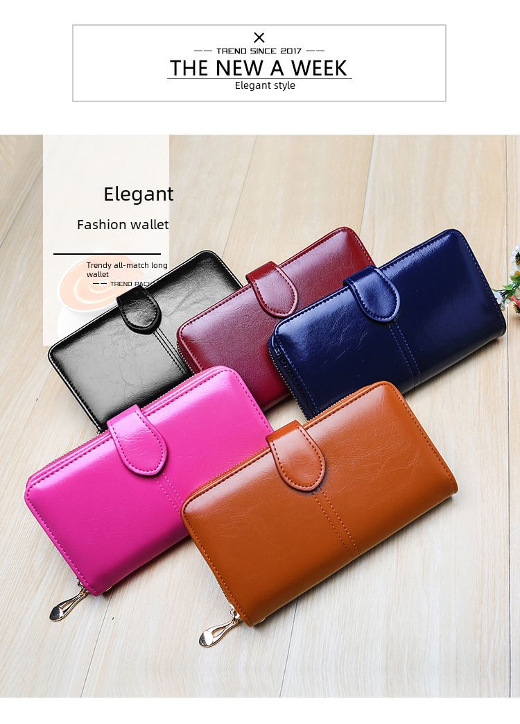 Explosive Damen Geldbörse 2024 Neuer Reißverschluss Ölwachs Leder Geldbörse Schnalle Handytasche Ölleder Neue PU Clutch_voghion.com