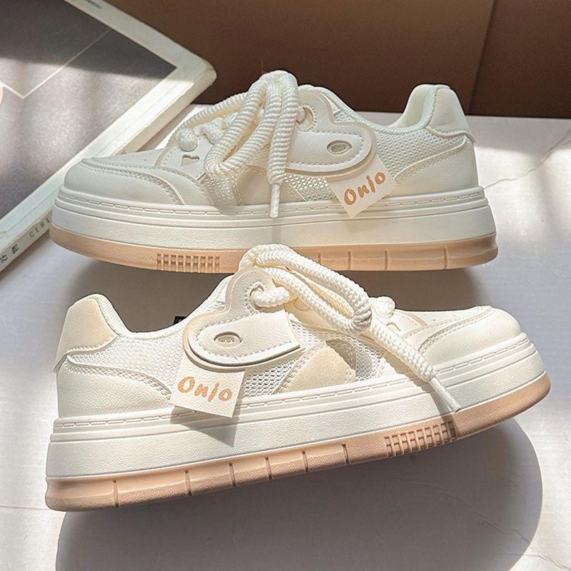 Small Niche Canvas Women In The Summer Of 2024, New Board For Height Increasing Students, Breathable White Shoes, Mesh_voghion.com