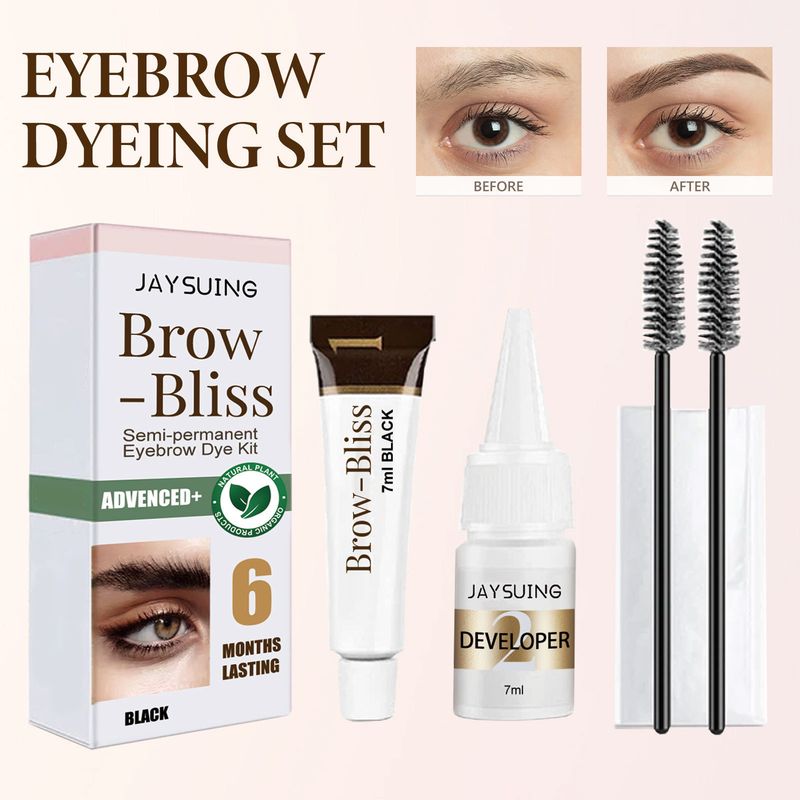Jaysuing Cream Set, vattenfast, sminkborttagning, ingen halofärgning, 2-i-1 ögonfrans- och ögonbrynsfärgningsset_voghion.com