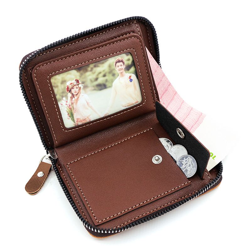 Mode Patchwork Matte Herren Kurze Kette Brieftasche Gold Gestempelt Brief Vertikale Geldbörse Karte Halter Münzclip_voghion.com