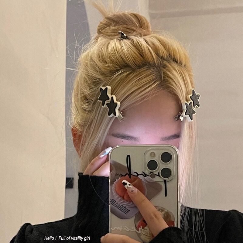 Fermaglio per capelli a forma di stella, orso, fermaglio per capelli Y2K, fermaglio per capelli con frangia a forma di cartone animato, fermaglio laterale, ornamenti per capelli con dopamina, copricapo a forma di stella a cinque punte per donna_voghion.com