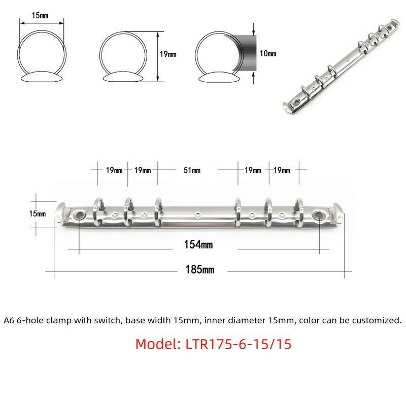 Direkt ab Werk liefern Gold 6-Loch-Clip O-plattierter Metallbinder mit Schalter A6 Notizbuchzubehör Briefpapierclip_voghion.com