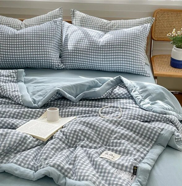 Washed cotton cool solid color air conditioning high-quality sheet, double person summer thin quilt, gift quilt_voghion.com