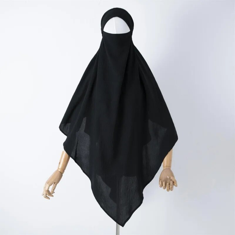 1 buc Ice Silk dublu strat Paryer Hijab respirabil islamic Dubai stil lung instant eșarfă, potrivit pentru festivaluri și rugăciuni_voghion.com