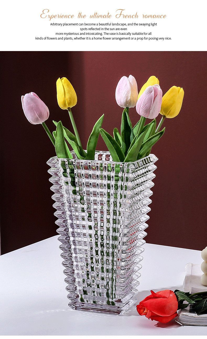 Home Transparent Crystal Glass Vase Nordic Light Luxury Ins Style Living Room Hotel Arrangement Ornament Fresh Flower_voghion.com