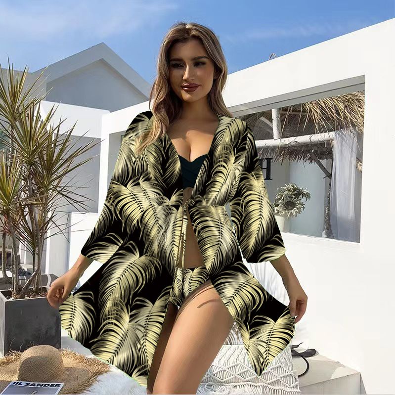 Women's Clothing Bikini Three Piece Swimsuit Long Sleeved Sun Protection Shirt Swimsuit_voghion.com