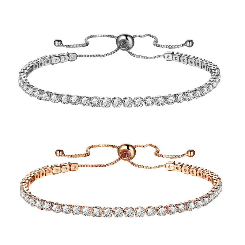 Yamaler Luxury Cubic Zircon Single Row Pull Slider Bracelet Femmes Bracelet Réglable_voghion.com