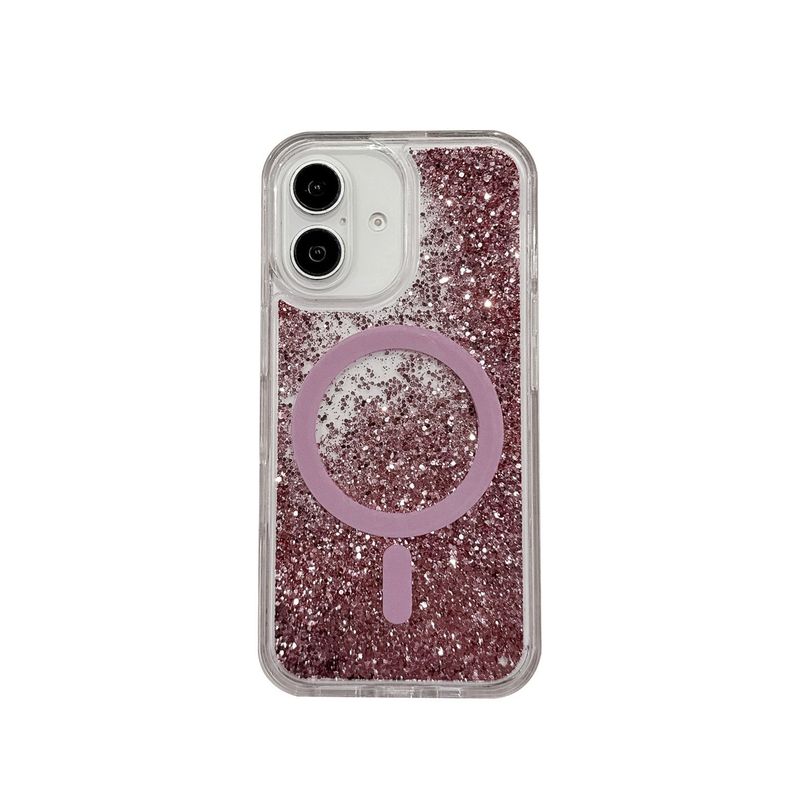 Coque magnétique pailletée avec motif sable liquide fluide, compatible avec iPhone 16 Pro Max et iPhone 15/14_voghion.com