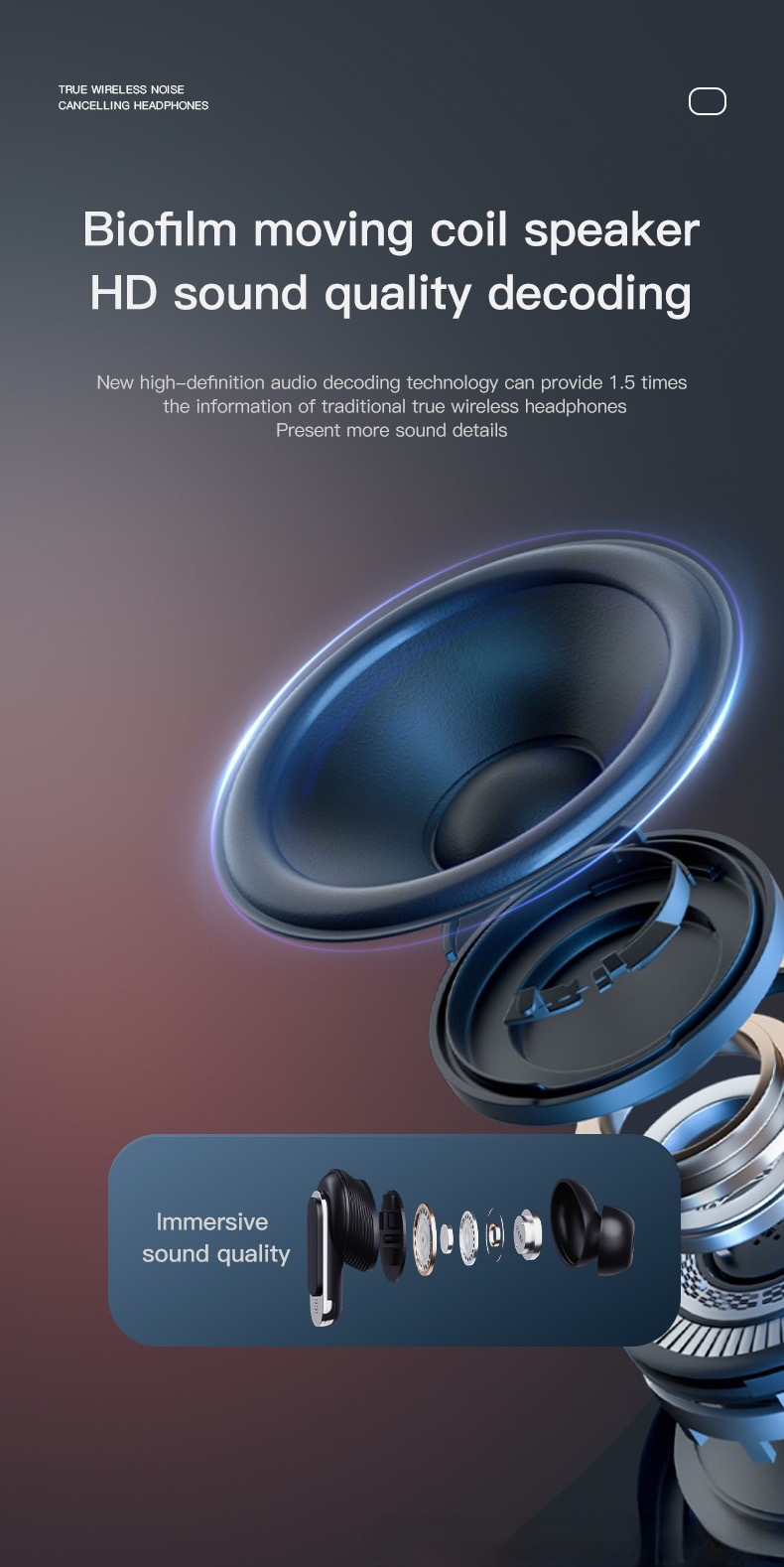 Nuevos auriculares tws inalámbricos simples con reducción de ruido ANC con pantalla táctil inteligente a todo color LCD V8 en inglés_voghion.com