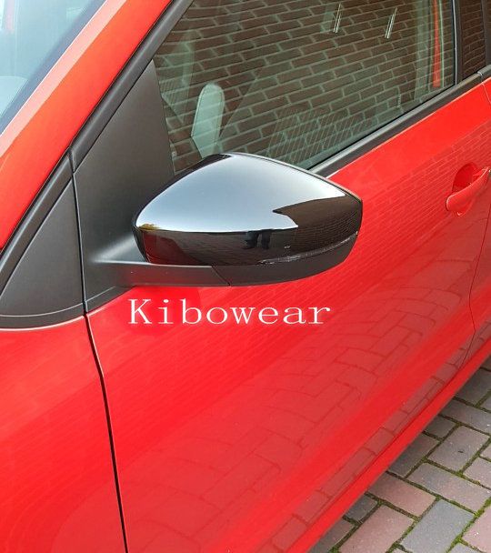 Blizgus juodas šoninio veidrodėlio dangtelis, skirtas VW Polo 6R 6C MK5 V 2009 2013 2014 2016 2017 2015 su posūkio žibintais_voghion.com