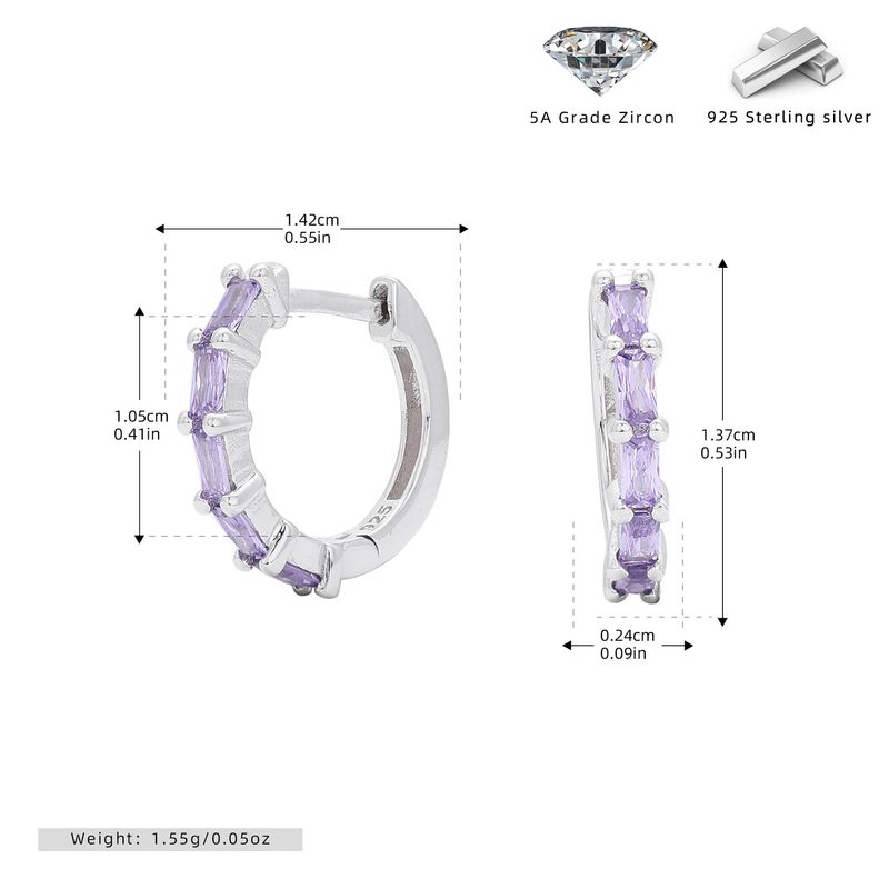 Gioielli da donna in argento sterling S925 con zirconi quadrati di alta qualità, orecchini a fibbia alla moda, versatili e dolci, piccoli e freschi._voghion.com