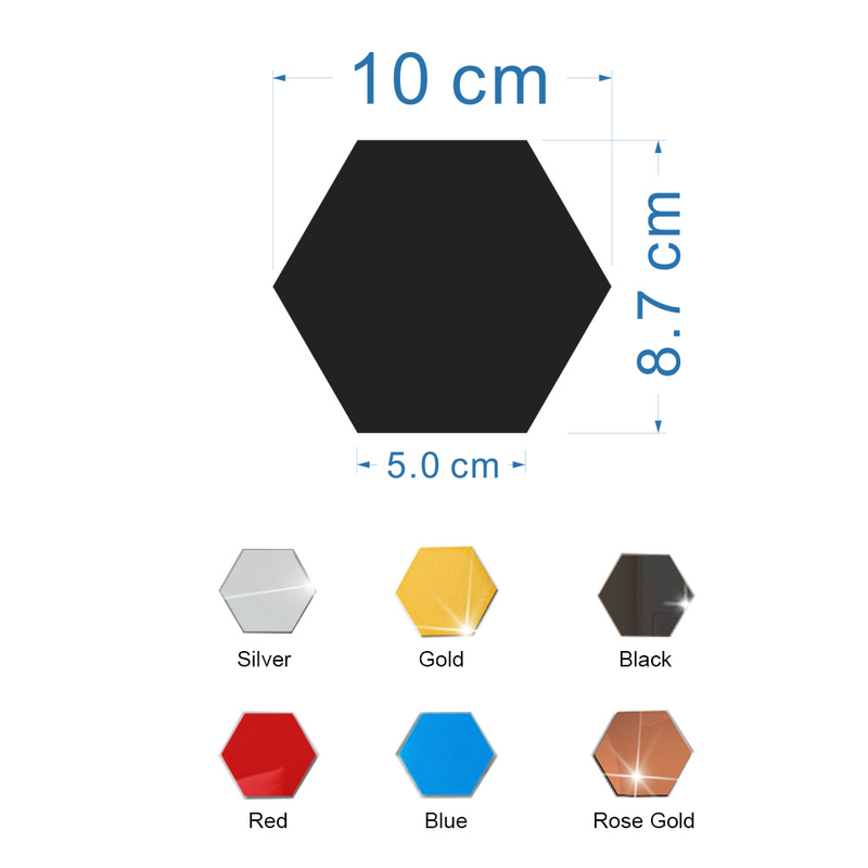 JM006 pegatina de pared de espejo acrílico hexagonal DIY decoración del hogar pegatina de espejo tridimensional impermeable_voghion.com