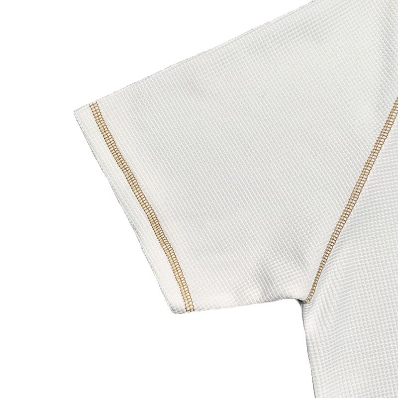 Large round neck buckle men's summer solid oversized waffle casual Henry T_voghion.com