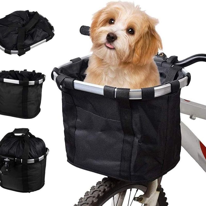 Quick Release Bicycle Handlebar Front Basket Detachable Small Pet Cat Dog Carrier Bag_voghion.com