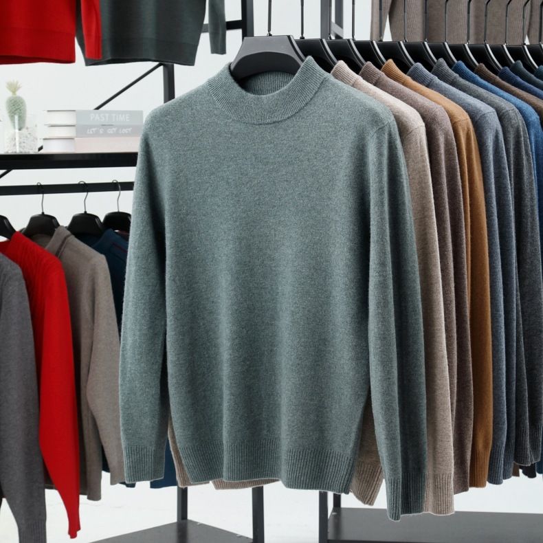 Maglione da uomo in lana 100%, collo alto, vestibilità slim, per inverno e autunno, moda trendy_voghion.com