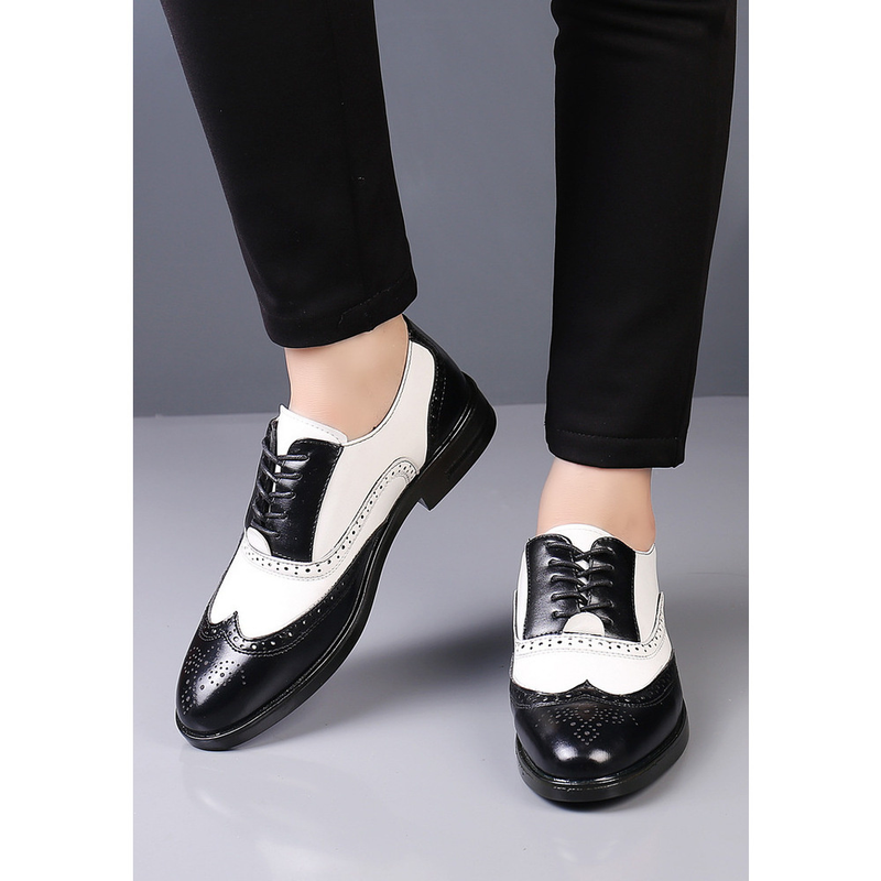 Scarpe eleganti da lavoro da uomo Scarpe classiche formali in pelle Scarpe stringate Oxford con punta alari per uomo Moda comoda_voghion.com