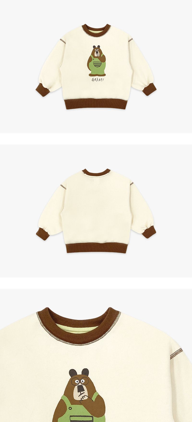Versione per bambini della maglietta con stampa di orsi per ragazzi e ragazze, più maglione di velluto._voghion.com