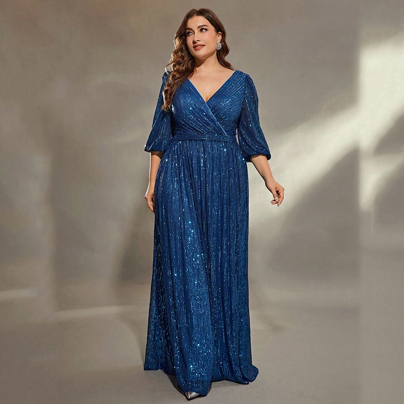 Elegant Long Sleeve Evening Gown For Women - Formal Party Dress With Queenly Aura, Slimming Fit, High Waist Floor Length For Banquets Performances_voghion.com