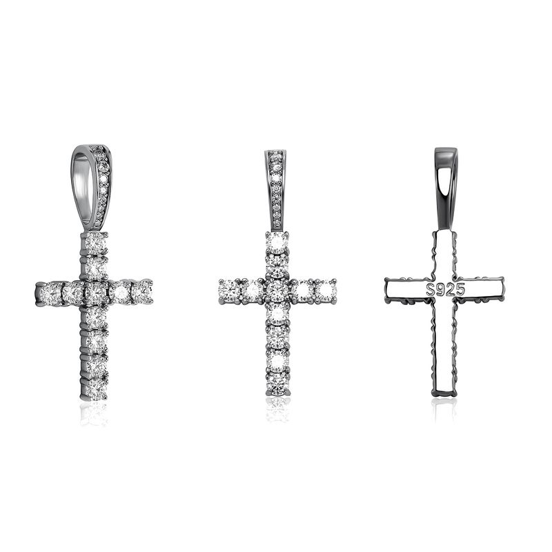 Collana Hip Hop con diamanti, collana cubana, collana in argento puro con moissanite, ciondolo Hip-Hop con diamanti, clavicola color fuoco super scintillante_voghion.com