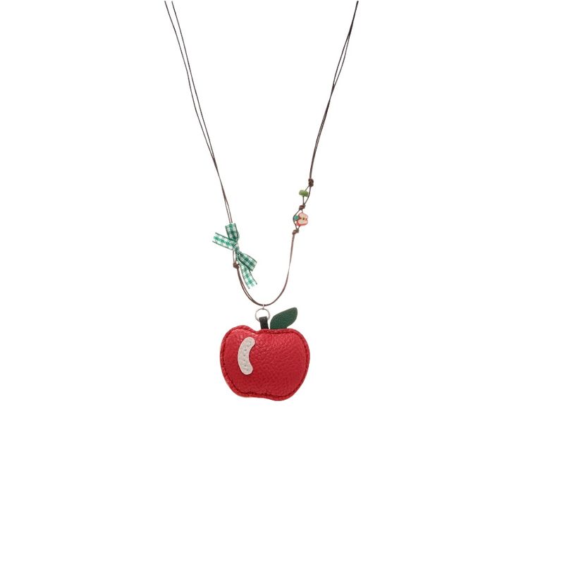 Naszyjnik z woskowanego sznurka z koralikami i ceramicznym jabłkiem w kształcie gwiazdy, letni świeży łańcuszek obojczykowy, choker Niche Design Sense dla kobiet_voghion.com