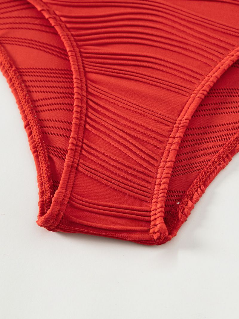 costume da bagno in tre pezzi diviso da donna a maniche lunghe bikini celebrità di Internet a vita alta tinta unita_voghion.com