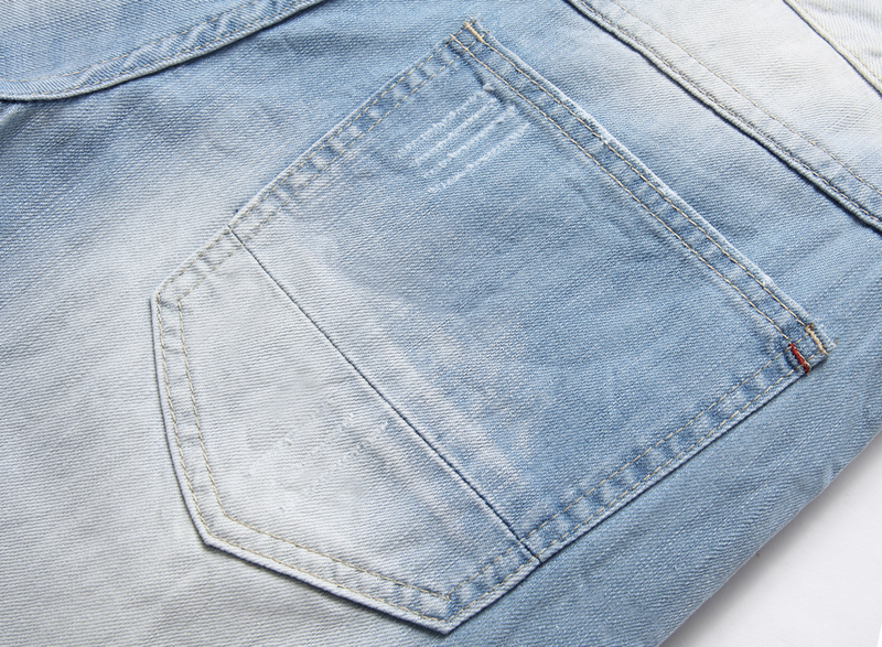 Pantalones juveniles de algodón azul, de cintura media, sin elásticos, lavados a mano, desgastados, con cremallera frontal abierta y largo medio._voghion.com