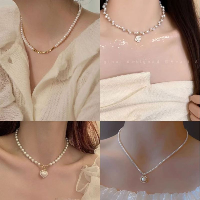 Set di collana di perle con piccolo ciondolo HJ-5_voghion.com