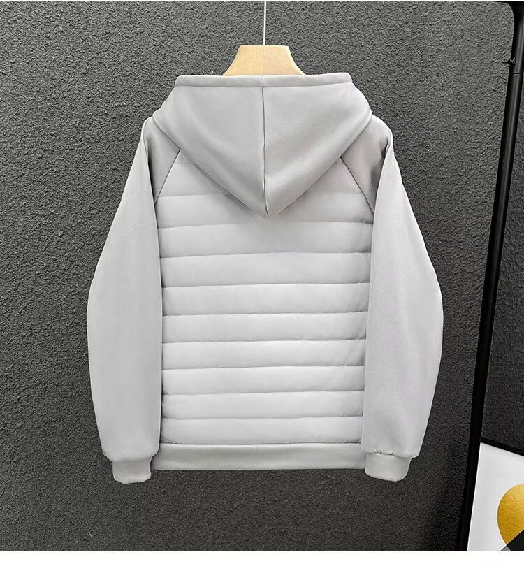 Men's Clothing Men's Autumn And Winter Cotton Casual Hooded Lining Full Edge Light Sweater Couple Jacket Casual Top Solid Color Stitching_voghion.com