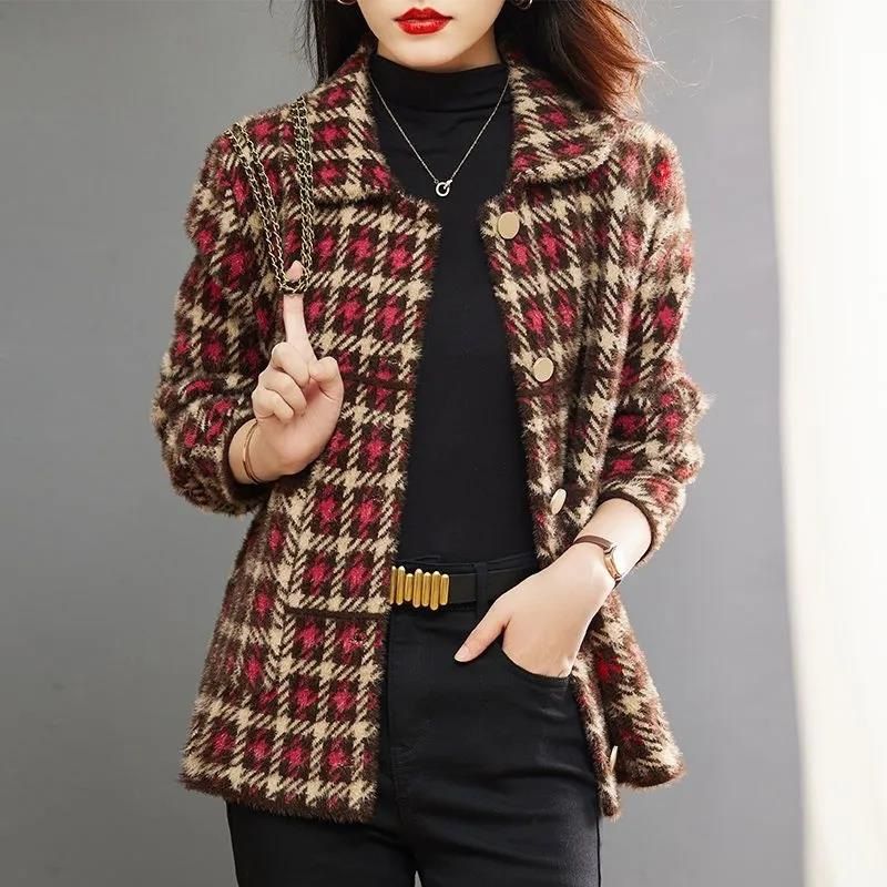Cappotto stile Petite per donna, primavera, autunno, inverno, velluto di visone, nuovo elegante abito corto di alta moda di alta qualità_voghion.com