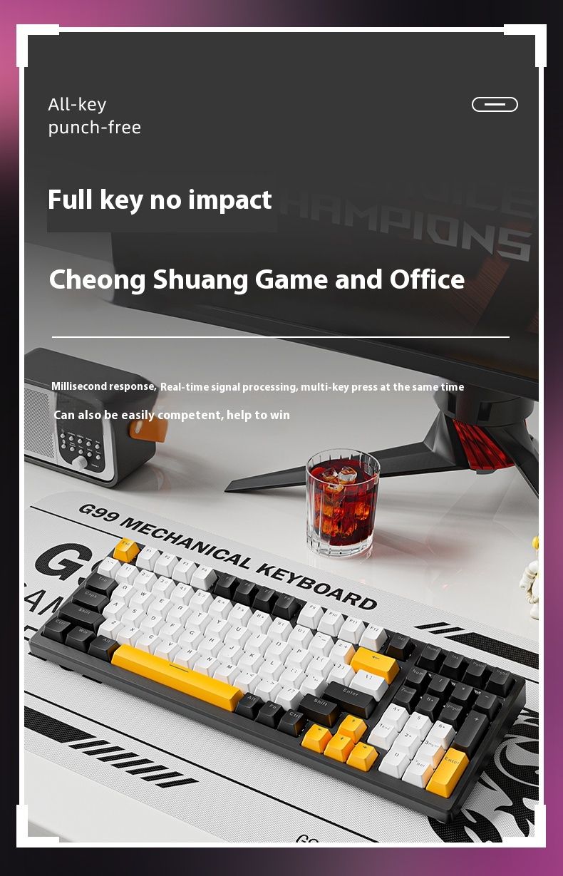 Göz kamaştırıcı G99 üçüncü deneme sınavı kablosuz Bluetooth mavi kırmızı eksen ofis E-spor oyunu masaüstü dizüstü bilgisayar mekanik_voghion.com