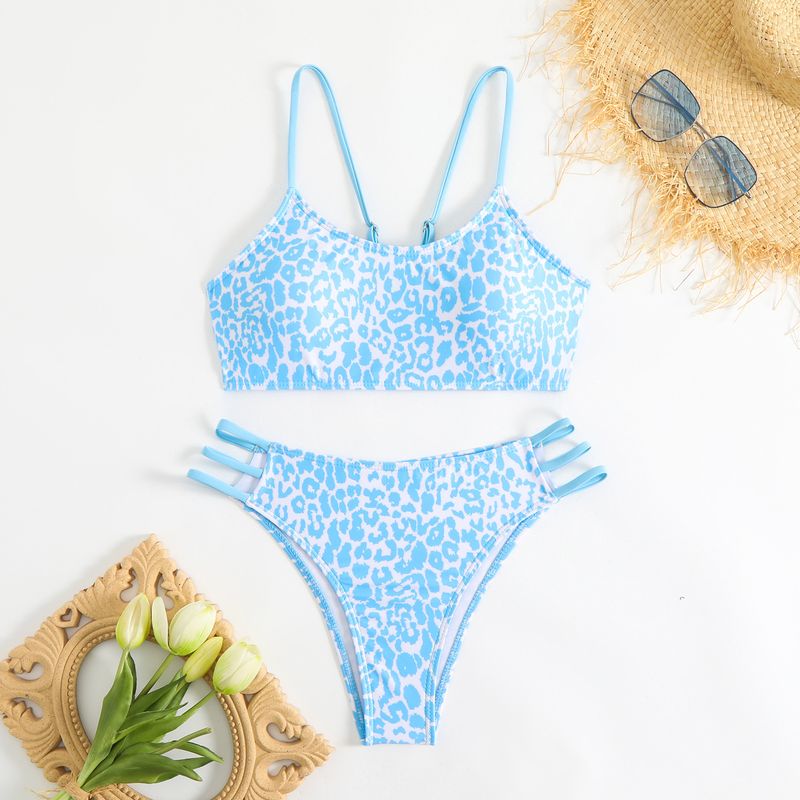 Damenbekleidung Bikini-Anzüge Sexy Leopardenmuster Multi String Hohl Badeanzug Bikini_voghion.com