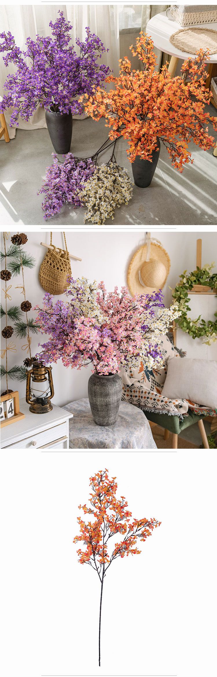 Suministros para fiestas Linterna de nieve Lane Montaña Flores de melocotón Flores artificiales Decoración del hogar_voghion.com