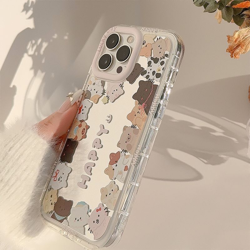 Specchio ins simpatico gatto adatto per 14Pro Max15 custodia per cellulare iPhone13 coreano 12 cordino 11_voghion.com