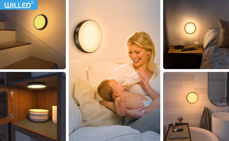 WILLED Luce notturna a LED portatile ricaricabile e dimmerabile con batteria integrata da 1000 mAh per armadi, guardaroba, cucina, camera da letto_voghion.com