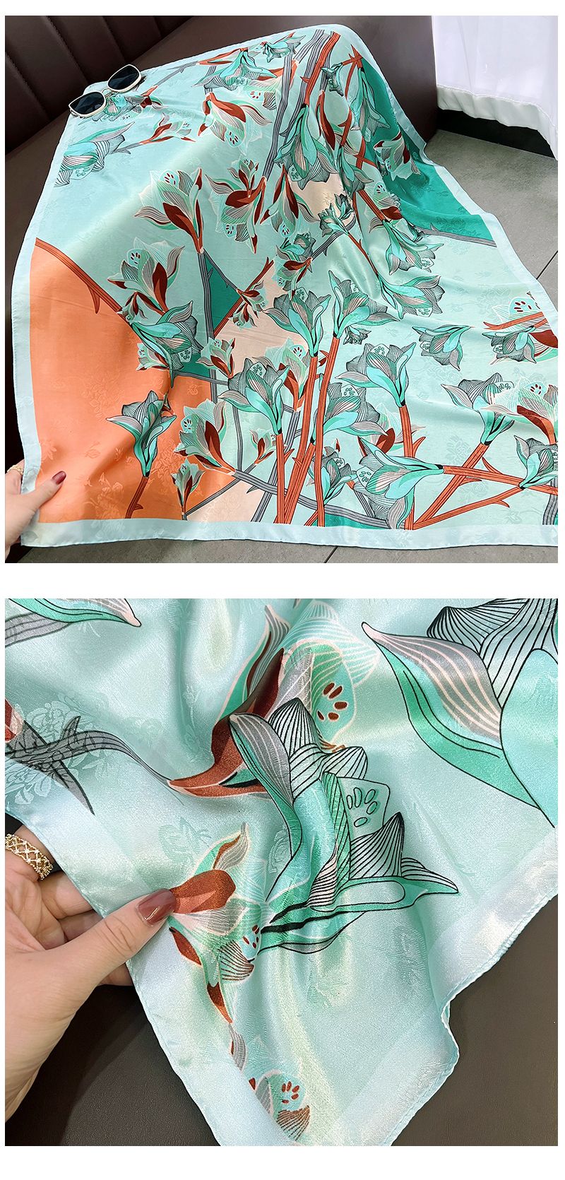 Primavera autunno floreale 90 quadrati protezione collo donna stili sottili, alla moda ed elegante, estate viaggio spiaggia_voghion.com